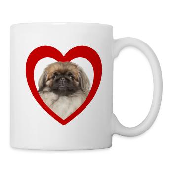 Hundeliebhaber - Hunde Herz - Pekingese - Tasse - Weiß - Rechts
