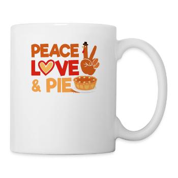 Peace Love Pumpkin Pie Turkey Funny Thanksgiving - Mug - white - Right