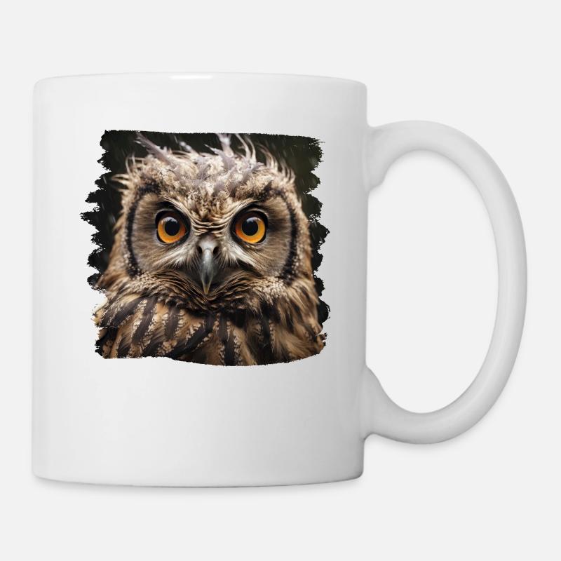 Eulen Kauz Owl Uhu Nachteule Eule - Tasse - Weiß