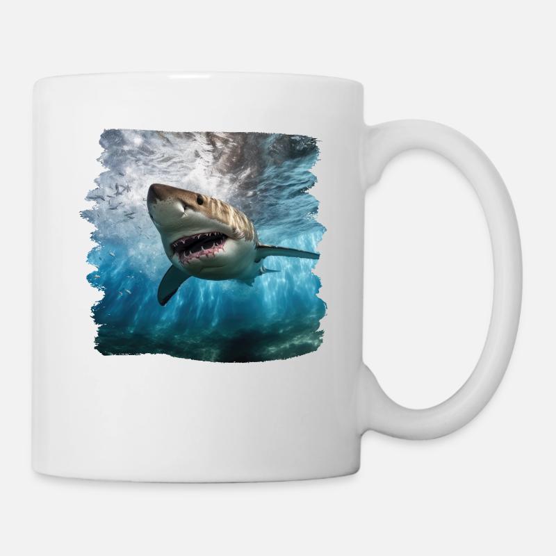 Sharks realistic shark great white shark - Mug - white
