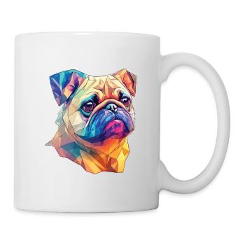 Polygon Kunst Mops Hund Design Hunde Liebhaber - Tasse - Weiß - Rechts
