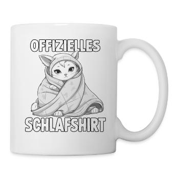 Süßes Katzen T-Shirt für entspannte Morgen - Tasse - Weiß - Rechts