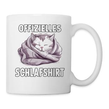 Lustiges Katzen T-Shirt für gemütliche Abende - Tasse - Weiß - Rechts
