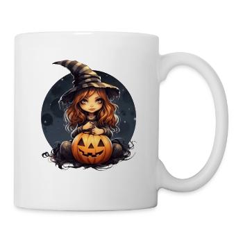Niedliches Verkleidetes Mädchen zu Halloween - Tasse - Weiß - Rechts