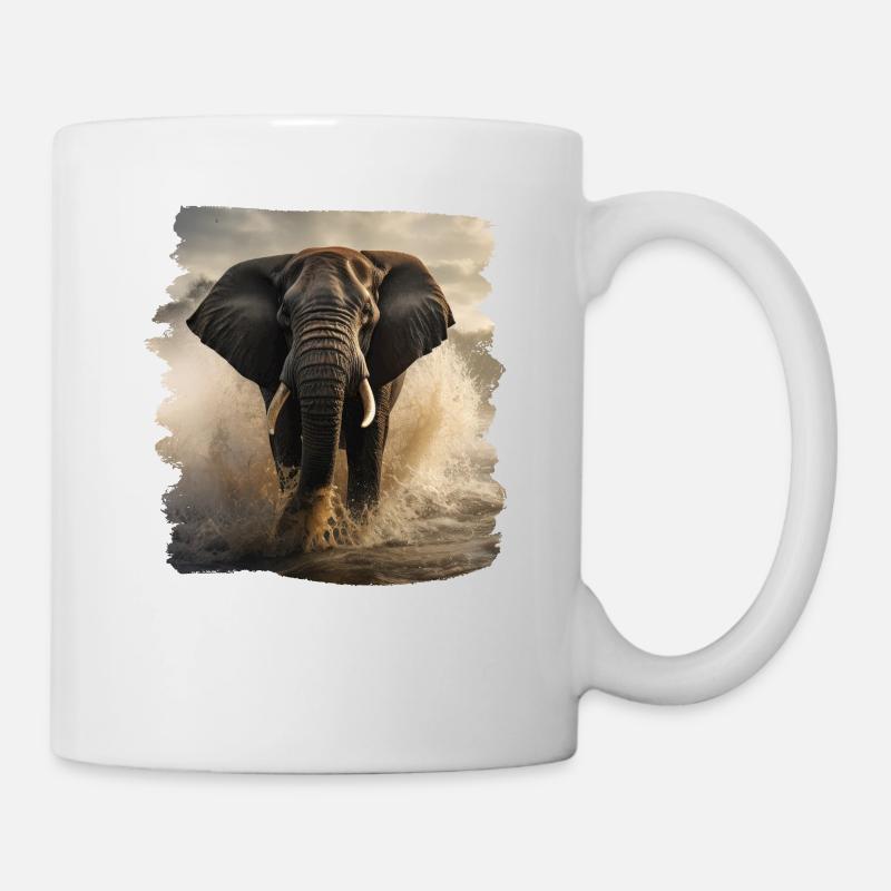 Eléphant réaliste éléphant - Mug blanc - blanc