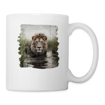 Löwen realistic Löwe - Tasse - Weiß - Rechts