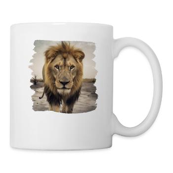 Löwen realistic Löwe - Tasse - Weiß - Rechts