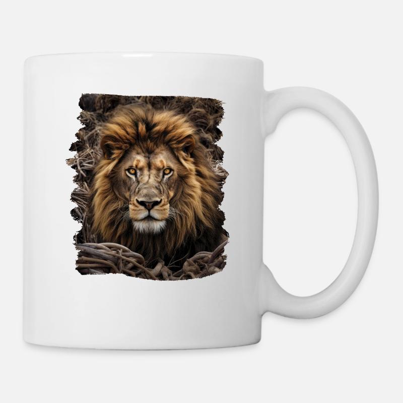 Löwen realistic Löwe - Tasse - Weiß