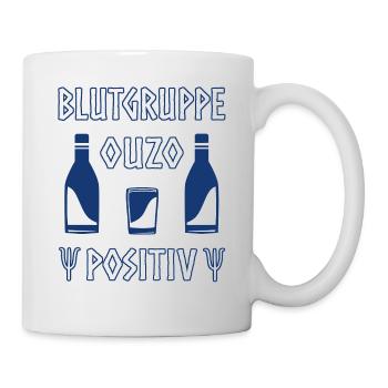 Blutgruppe Ouzo Positiv Griechenland Alkohol Humor - Tasse - Weiß - Rechts