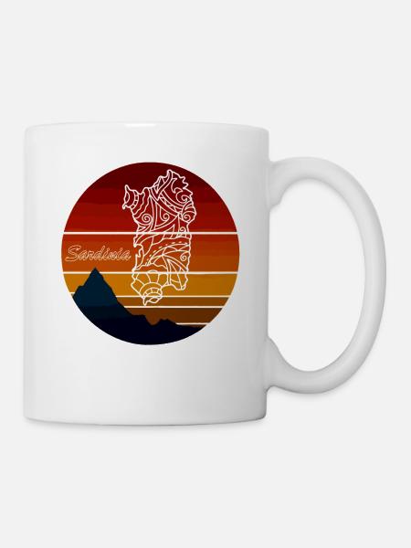 Sardinien Insel mit Sonnenuntergang und Berge - Tasse - Weiß
