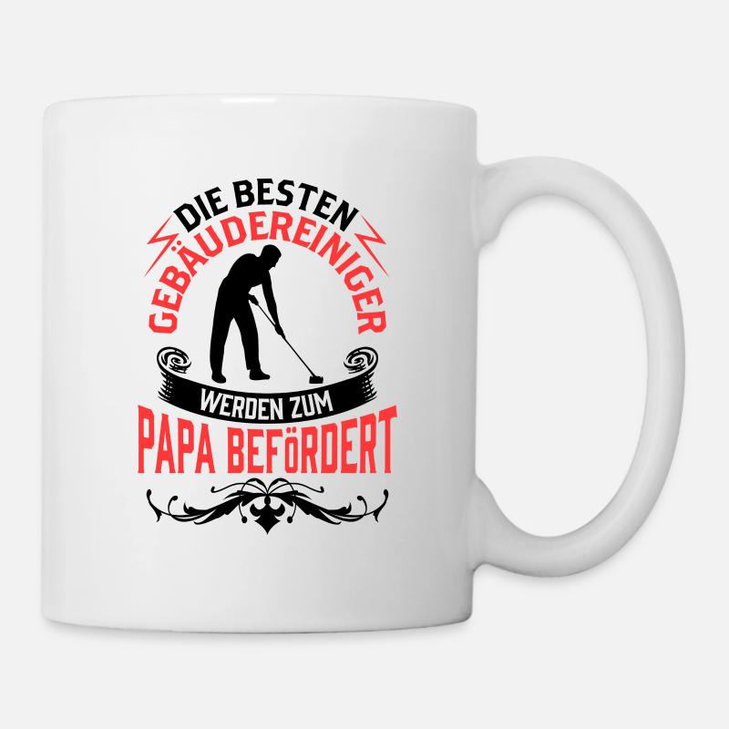 Gebäudereiniger wird zum Papa Fensterputzer - Tasse - Weiß