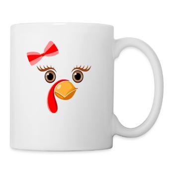 Mignon dinde Face Bow drôle Merci - Mug blanc - blanc - Droite