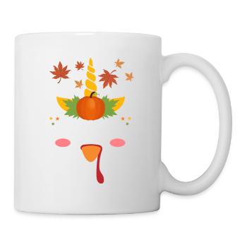 Cute Unicorn Turkey Face Autumn Autumn - Mug - white - Right