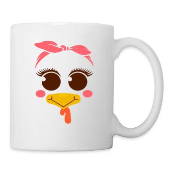 Mignon dinde Face Bow drôle Merci - Mug blanc - blanc - Droite