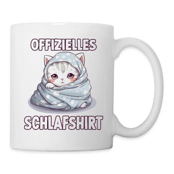 Kuscheliges Katzen T-Shirt für gemütliche Nächte - Tasse - Weiß - Rechts