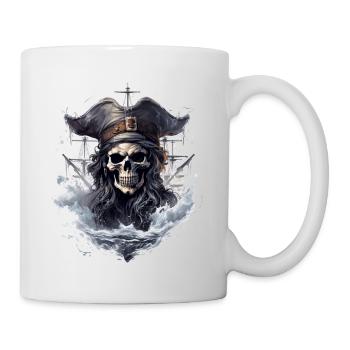 Pirat Totenkopf Jolly Roger Kostüm Geschenk - Tasse - Weiß - Rechts