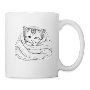 Cute sleeping cuddly cat cat owner - Mug - white - Right