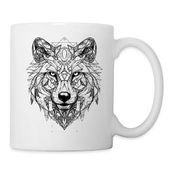 Wolf Geometrisch - Tasse - Weiß - Rechts