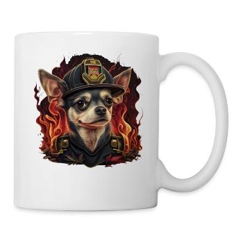 Chihuahua - Feuerwehrmann Feuerwehr Hund Männer - Tasse - Weiß - Rechts