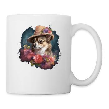 Chihuahua - Englische Dame Frauen Kleid Hund - Tasse - Weiß - Rechts