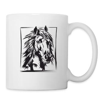Pferd, Reiten, Dressur, Zeichnung Geschenk - Tasse - Weiß - Rechts