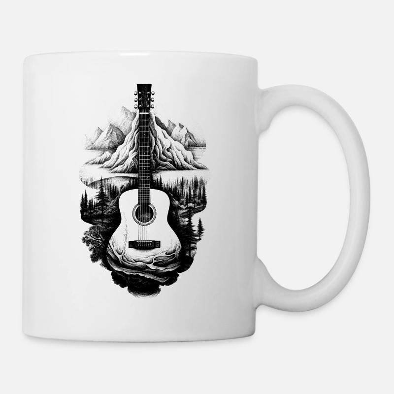Landschaft Akustik Gitarre Gitarrist Geschenk - Tasse - Weiß