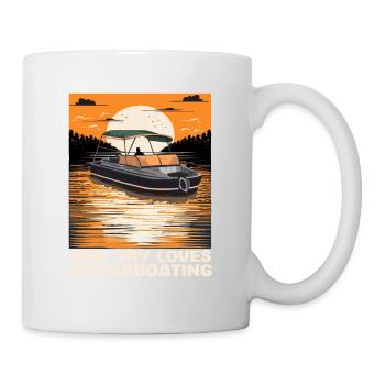 This Guy Loves Motorboating Pontoon King Funny - Tasse - Weiß - Rechts
