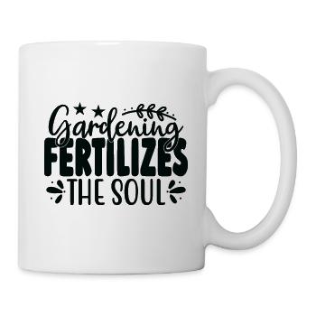 Gardening fertilizes my soul working in the garden - Mug - white - Right