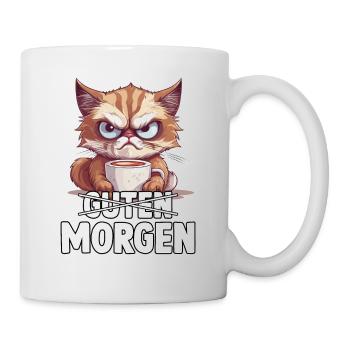 Morgenmuffel Motiv für Katzenbesitzer Katzenhalter - Tasse - Weiß - Rechts