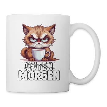 Kuschelshirt Lustige Katzen Sprüche Morgenmuffel - Tasse - Weiß - Rechts