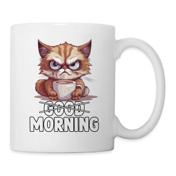 Cat owner saying good morning grumpy person - Mug - white - Right