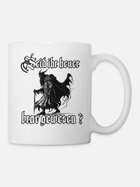 Gruseliges Krampus T-Shirt Böser Weihnachtsmann - Tasse - Weiß