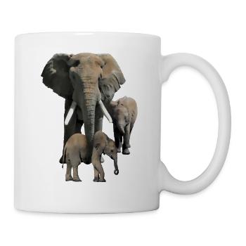 Maman éléphant avec des bébés comme dessin - Mug blanc - blanc - Droite