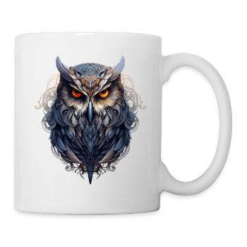 Cute owl with big eyes - Mug - white - Right