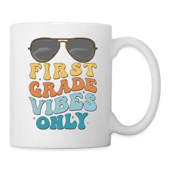 First Grade Vibes Only Vintage Groovy Kids Back - Mug blanc - blanc - Droite