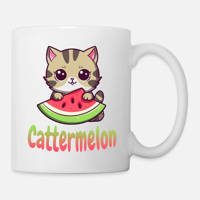 Cat with melon - Mug - white