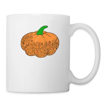 Pumpkin Lace Halloween Fall Thanksgiving Day - Mug - white - Right