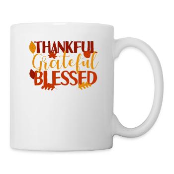 Dankbar Dankbar Gesegnet Lustig Thanksgiving - Tasse - Weiß - Rechts