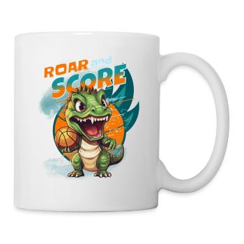Basketball Dino T-Rex Player Sports Comic Cartoon - Mug - white - Right