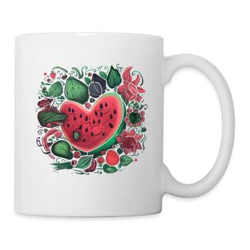 Wassermelone Fruitarian Erdbeeren Liebhaber Herz - Tasse - Weiß - Rechts