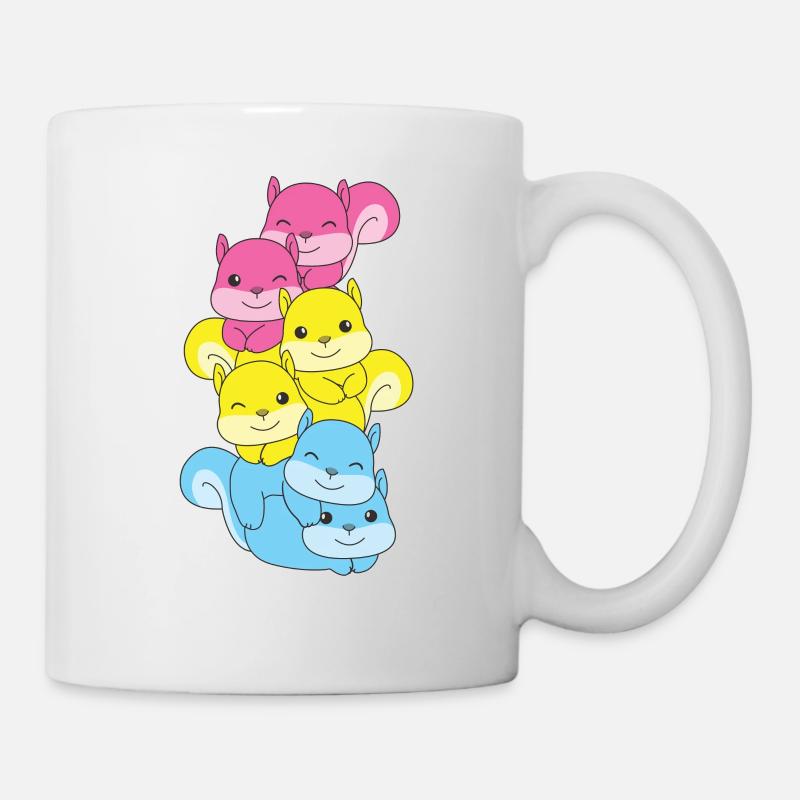 Pansexuell Flag Pride LGBTQ süßer Eichhörnchen - Tasse - Weiß