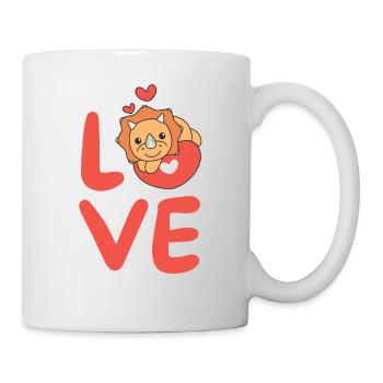 Triceratops pour la Saint-Valentin mignons animaux coeurs - Mug blanc - blanc - Droite