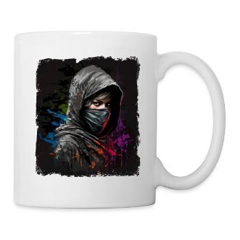 Schöne Frau als Ninja verkleidet für Ninja Fans - Tasse - Weiß - Rechts