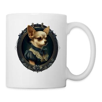 Chihuahua - Englische Dame Frauen Kleid Hund - Tasse - Weiß - Rechts
