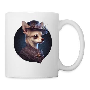 Chihuahua - Englische Dame Frauen Kleid Hund - Tasse - Weiß - Rechts