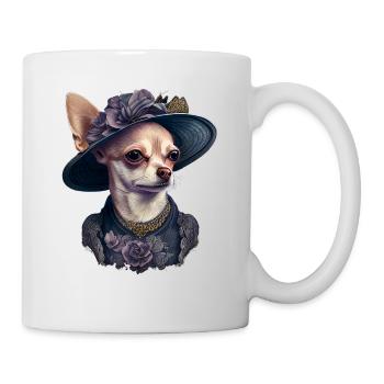 Chihuahua - Englische Dame Frauen Kleid Hund - Tasse - Weiß - Rechts