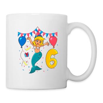 Mit Meerjungfrau - Mädchen Geburtstag 6 Jahre - Tasse - Weiß - Rechts