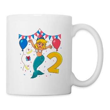 Avec Sirène - Anniversaire de fille 2 ans - Mug blanc - blanc - Droite