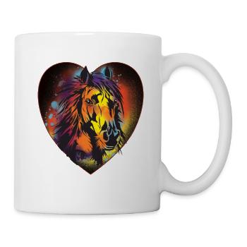 Cheval, Équitation, Dressage, Coeur, Cadeau, Coloré - Mug blanc - blanc - Droite