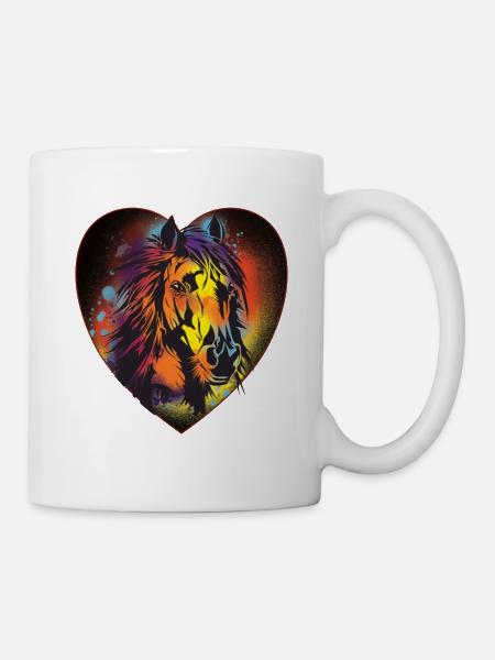 Pferd, Reiten, Dressur, Herz, Geschenk, Farbenfroh - Tasse - Weiß